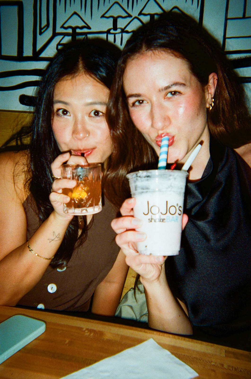a milkshake and an old fashioned at jojo's shake bar